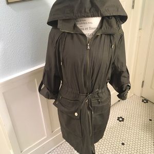 Olive green Kenneth Cole Full Length Rain Jacket